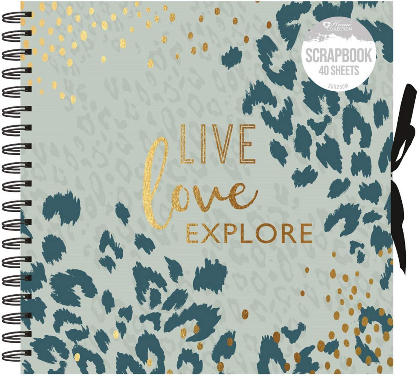 Home Collection Live Love Explore Animal Print Spiral Bound Scrapbook Photo Album Square 40 Sheets