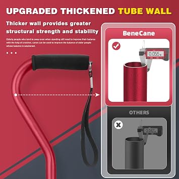 BeneCane Walking Cane for Women and Men-Large Quad Cane-Foldable and Sturdy Offset Walking Cane-Portable 4 Prong Canes for Men and Women