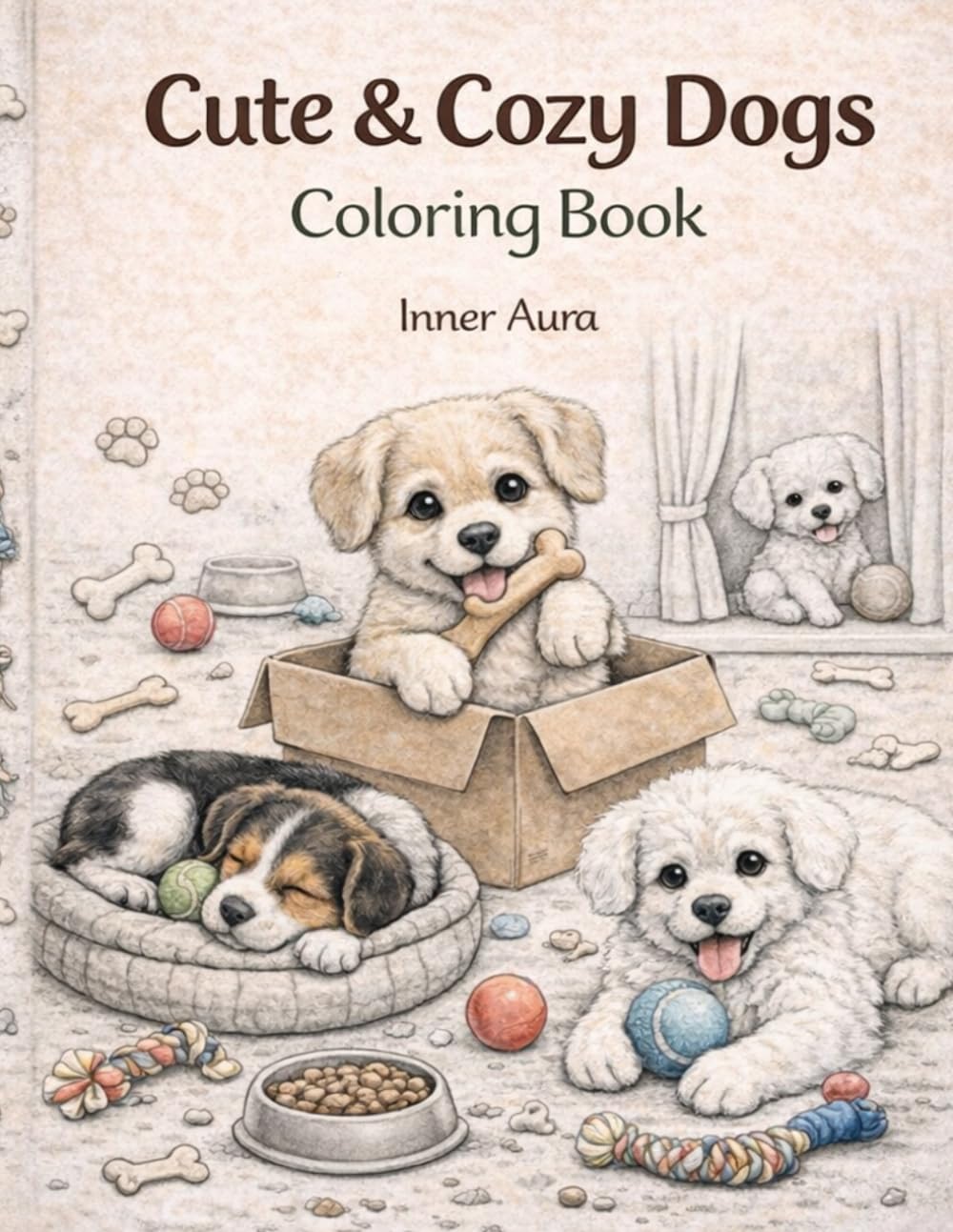 Cute & Cozy Dogs Coloring Book: Adorable Relaxing Dog Scenes for Stress Relief and Creative Fun