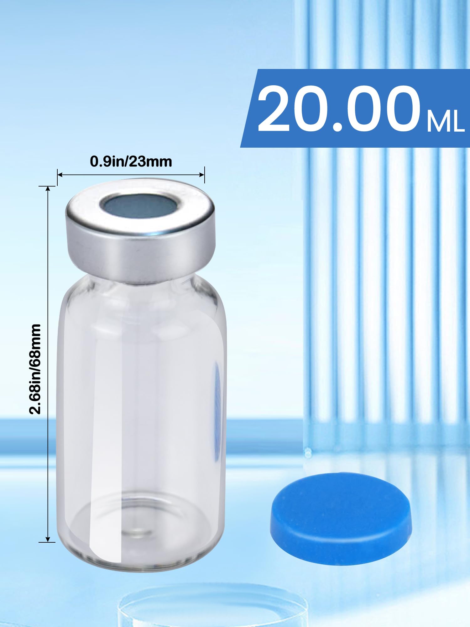 Flacons en verre de 20 ml – Port d'injection auto-cicatrisant, fioles vides stériles avec bouchon scellé (lot de 10)