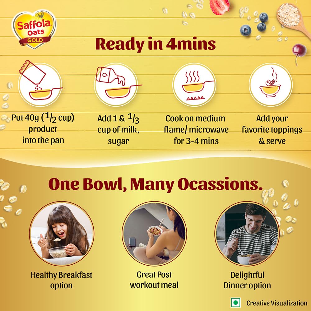 Buy Now Saffola Oats Gold, Rolled Oats With Jowar Millet | 1500G | H... 5 Buy Now Saffola Oats Gold, Rolled Oats With Jowar Millet | 1500G | H...