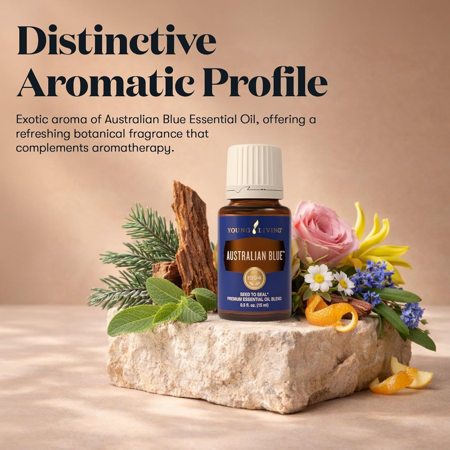 Young Living Australian Blue Essential Oil Blend | 15 ml | Grounding Herbal Aroma for Diffusers, Massage and Meditation | Blend of 16 Essential Oils | Seed to Seal Premium Quality