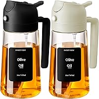 Vista 12 de Dispensador de aceite de 16 oz/470 ml y pulverizador de aceite, vertedor de aceite de oliva de vidrio para cocina, freidora de aire, cocinado, Blanco