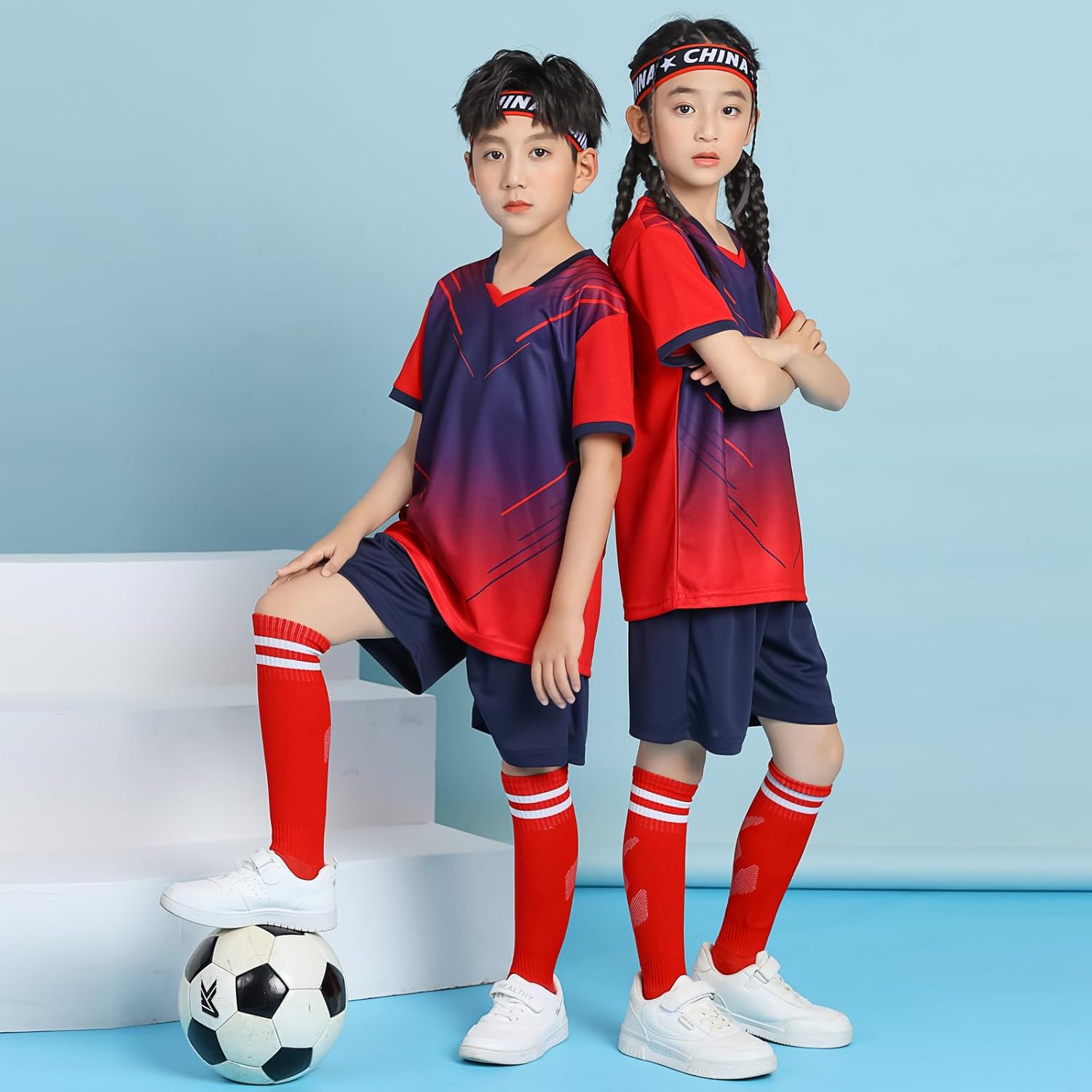 Children's football uniform set, boys and girls training short-sleeved youth team uniform for kids