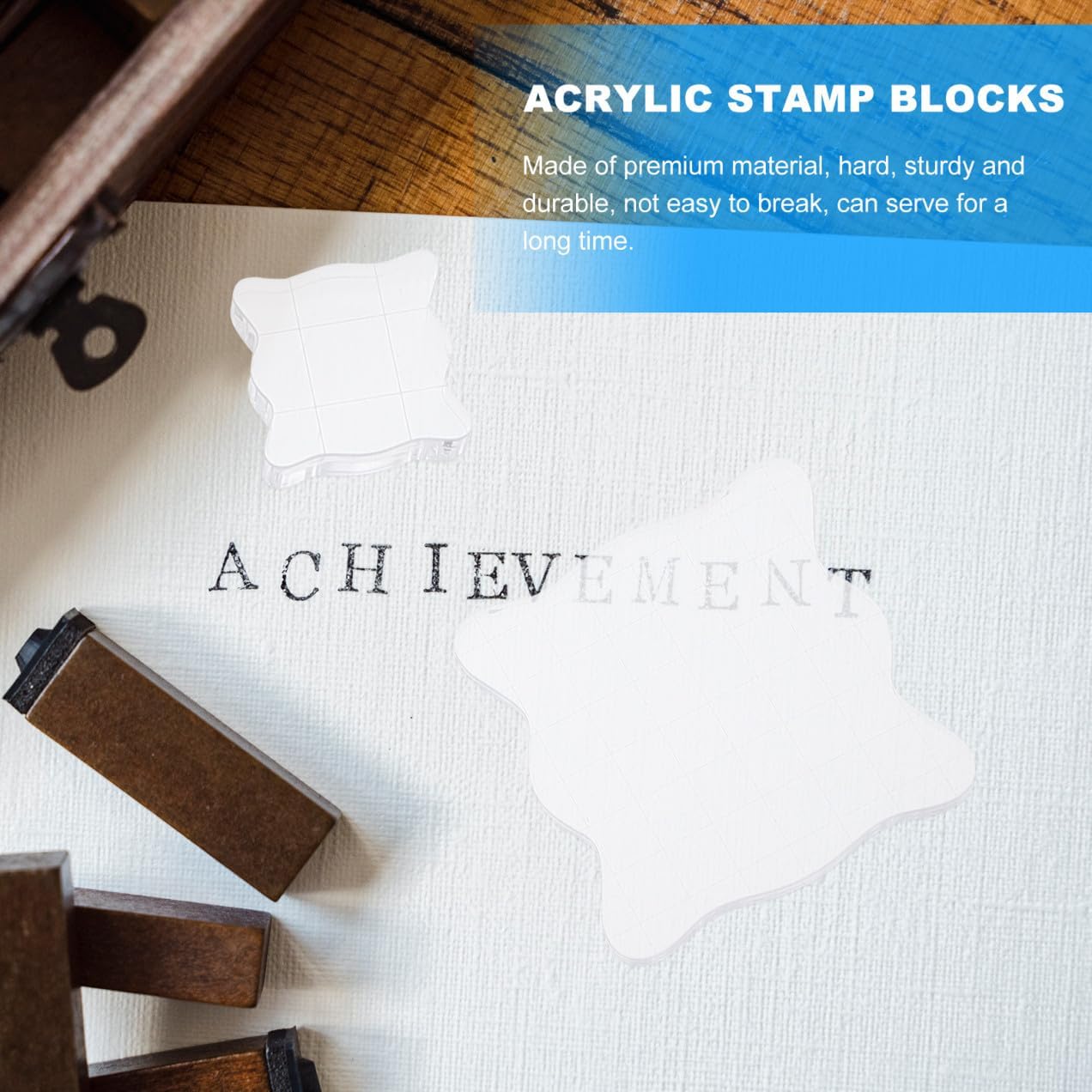 5-Pcs Acrylic Stamp Blocks for DIY Scrapbooking Crafting, Stamp Accessory Set with Multiple Sizes, Acrylic Seal Handles for Handmade Paper Arts