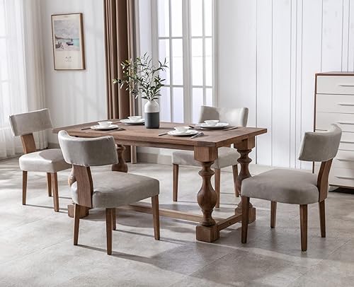 Miniatura 7 de CIMOTA Sillas de comedor tapizadas, sillas de cocina y comedor, silla auxiliar sin brazos de lino moderno de mediados de siglo con marco de madera y