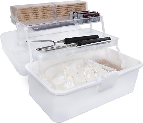 Miniatura 5 de Neature Backyard Smores Kit - Blanco 13 x 7.9 x 5.9 pulgadas de plástico para postres, accesorios para hogueras con pinchos telescópicos