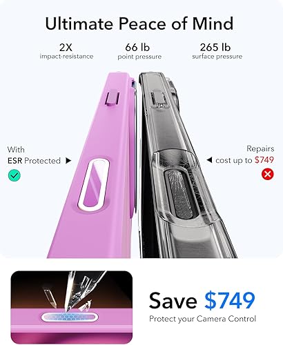 Vista 496 de ESR - Funda para iPhone 15 compatible con MagSafe, funda protectora de grado militar con soporte integrado, cubierta trasera resistente a