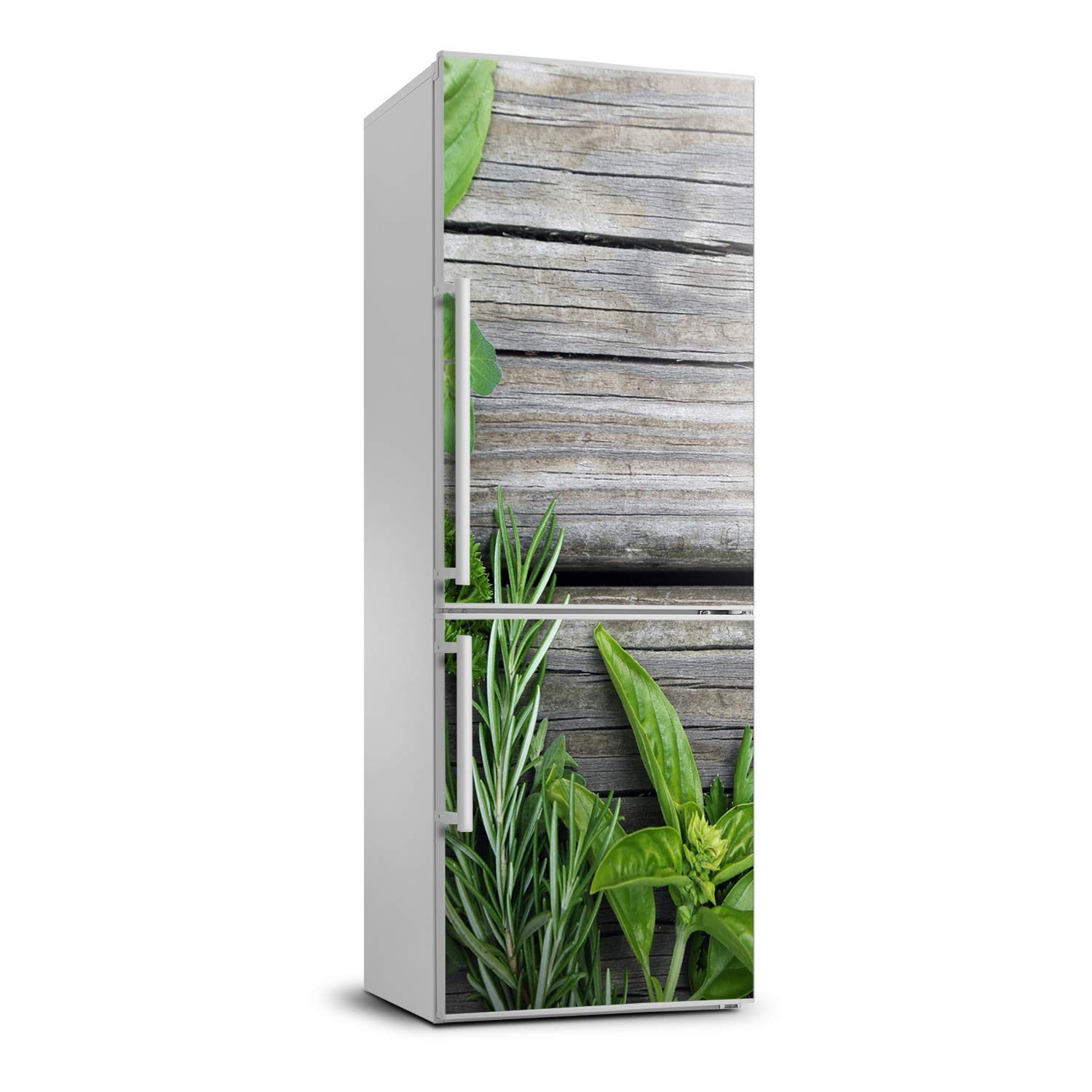 Pegatines de refrigerador autoadhesivas 70x190 cm cubierta decoración de cocina hierbas en madera 1