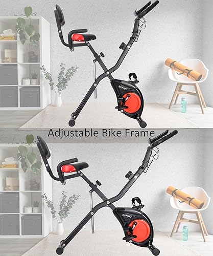 Miniatura 7 de YYFITT Bicicletas de ejercicio 3 en 1 para el hogar  Bicicleta estacionaria plegable con bandas de entrenamiento de brazo  16 niveles de resistencia