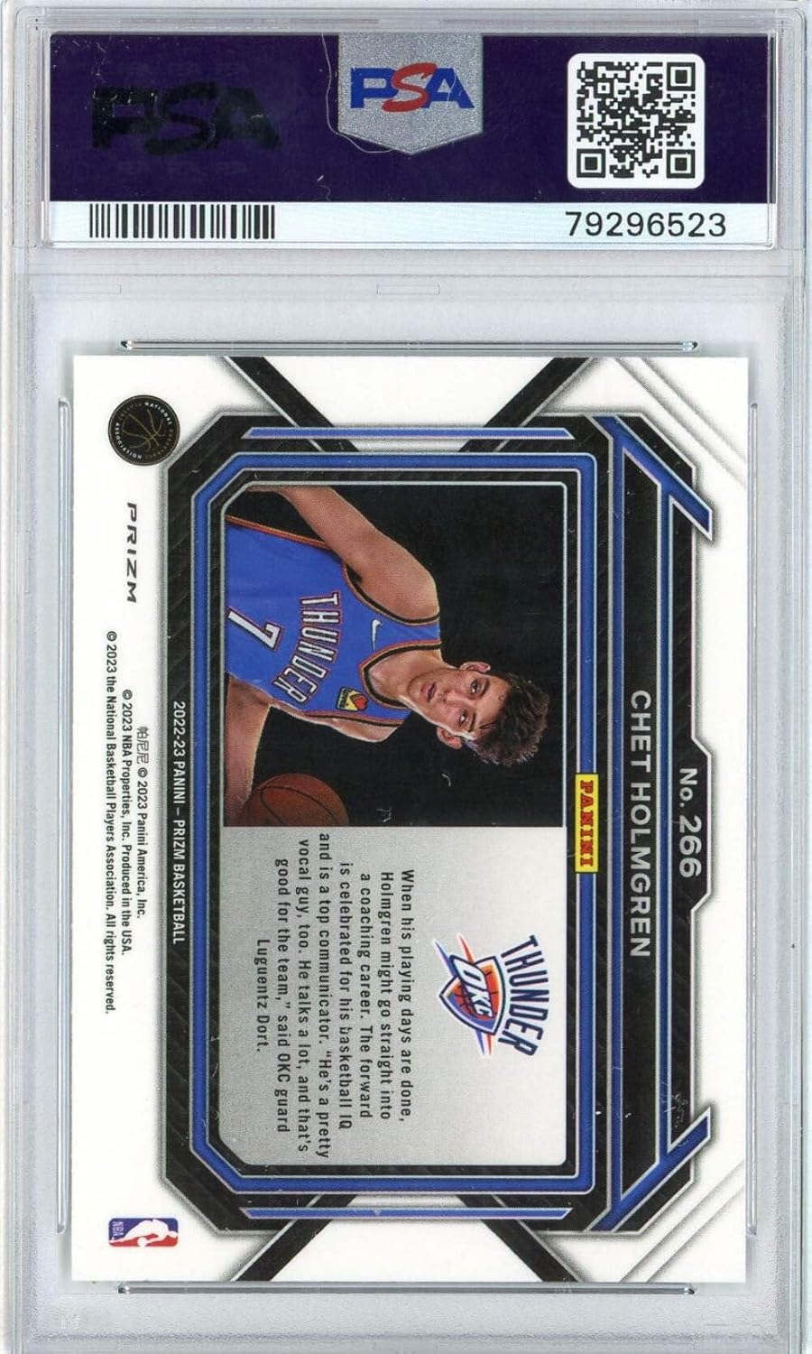 Graded 2022 Prizm Chet Holmgren #266 Variation Rookie RC Basketball Card PSA 10 Gem Mint