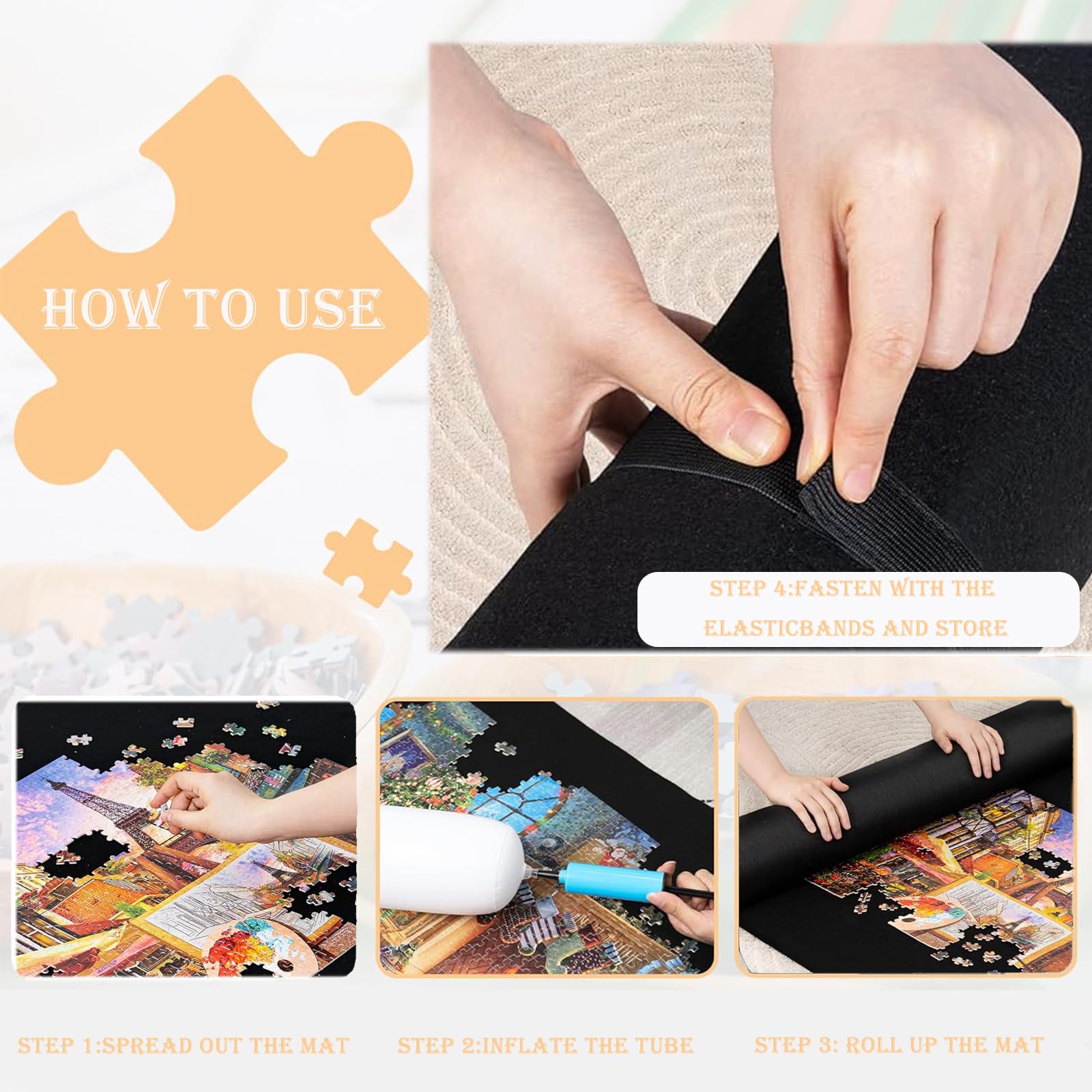 Jigsaw Mat, Puzzle Roll Jigsaw Storage Felt Mat, Portable Puzzle Mat, Puzzle Mats for Jigsaws 1500, Jigsaw Board Foldable - Image 3
