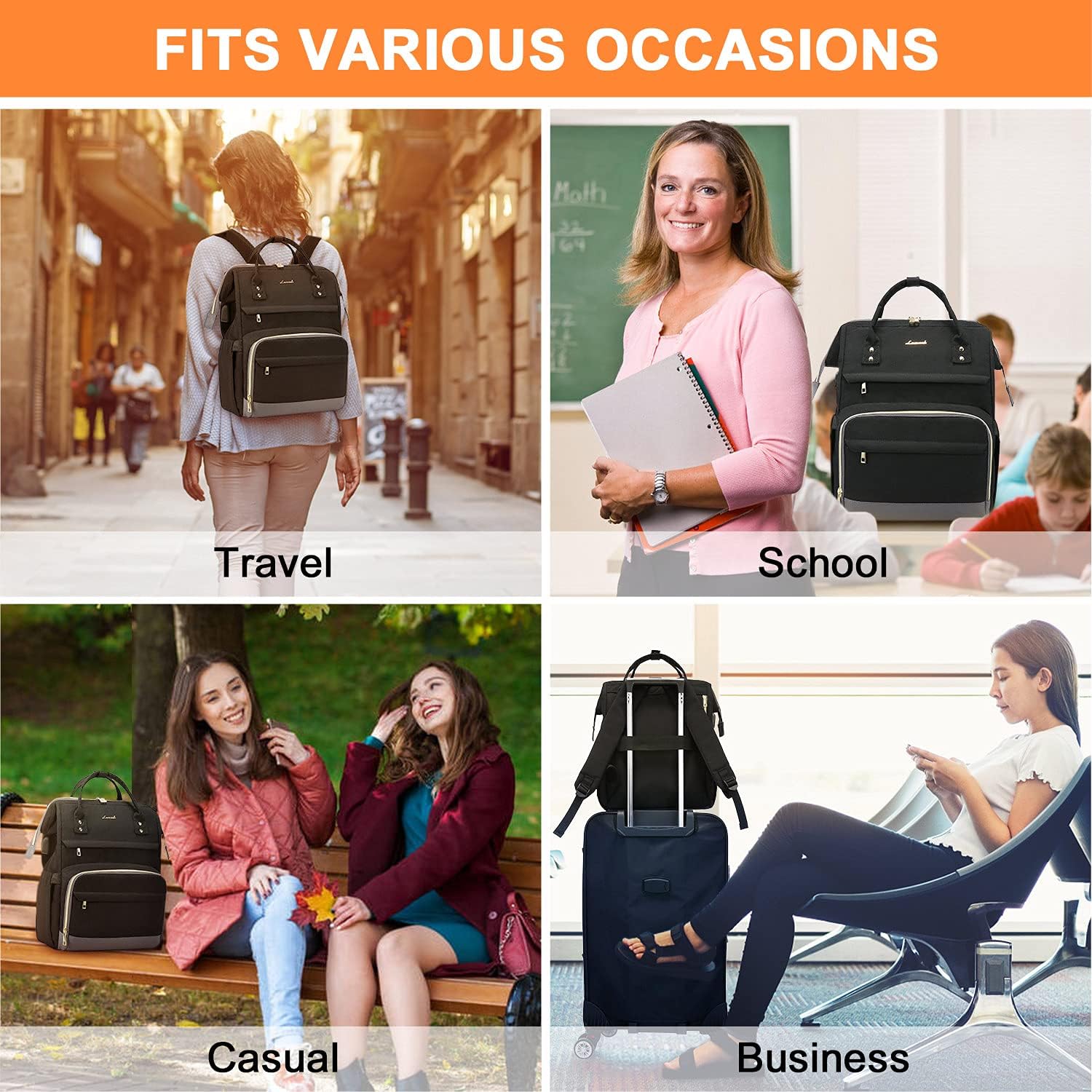 LOVEVOOK Laptop Backpack Women Teacher Backpack Nurse Bag Work Backpack Purse 15.6-Inch for Travel, Business : Electronics