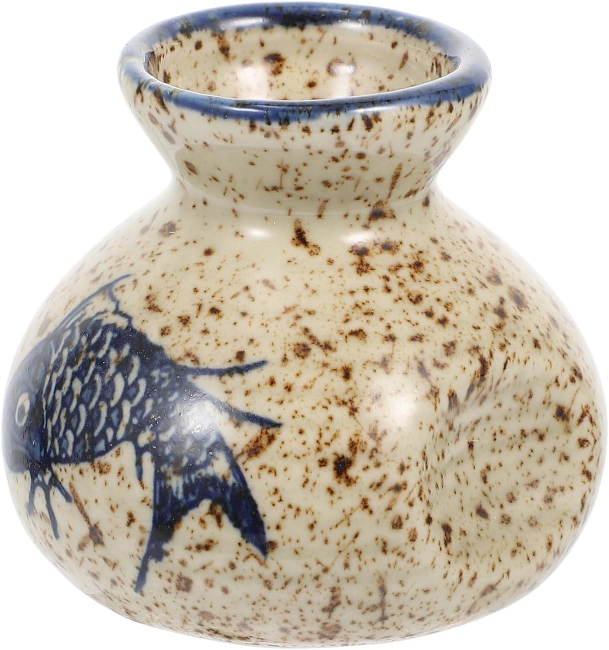 IMIKEYA Hand-Painted Ceramic Fish Vase & Toothpick Holder - Retro Porcelain Mini Bud Vase for Flowers, Kitchen Table Decor, Weddings