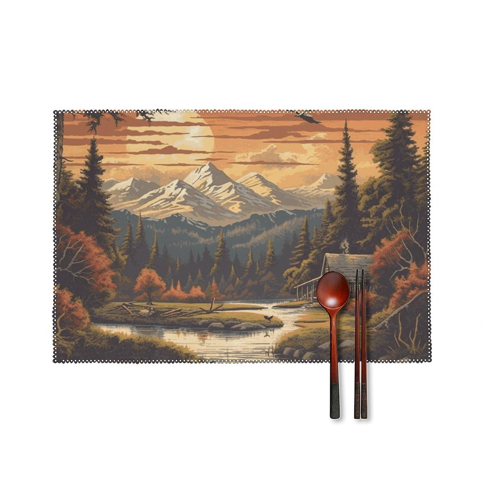 Fekiloot Style Great Outdoors Placemats Set Of 6,Table Mat