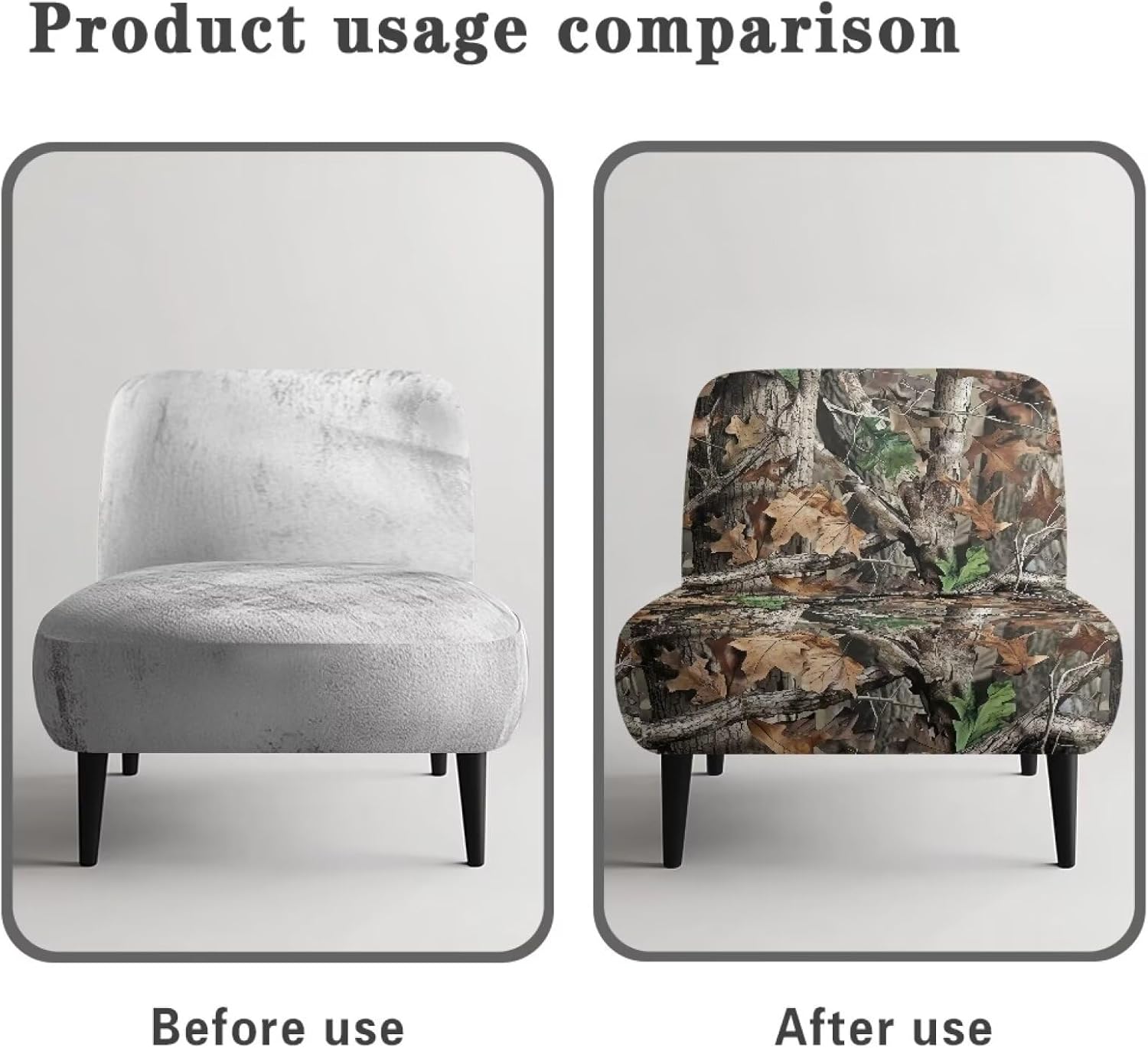 ZOUTAIRONG Camo Armless Chair Slipcover Stretch Accent Chair Cover for Living Room Armless Slipper Chair Covers Removable Single Chair Cover Without Arms for Home Decor