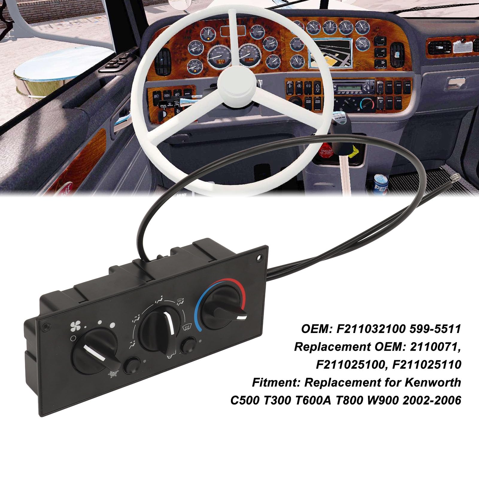 Módulo de control de clima resistente F211032100 Reemplazo del conjunto de control del calentador para C500 T300 T600A T800 W900 2002 2006 Material ABS Control de temperatura
