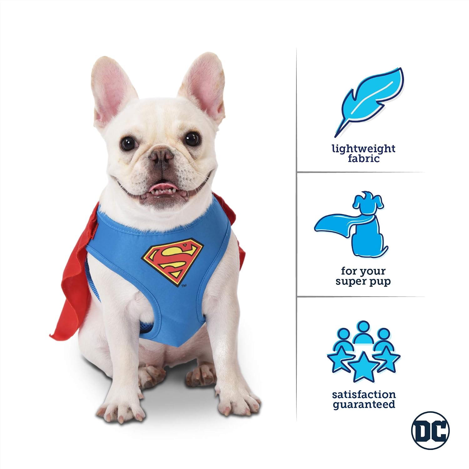 DC Comics for Pets Superman Harness for Dogs, Medium (M) | Superhero Dog Harness | Harness for Medium Size Dog Breeds, Superman Dog Harness | See Sizing Chart for Details
