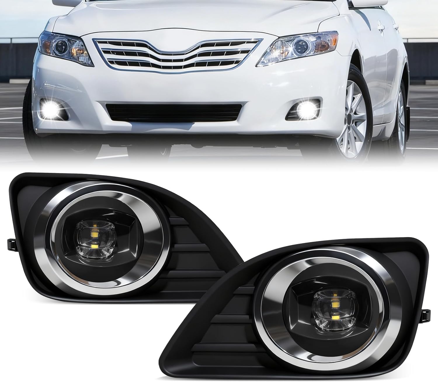 LED Fog lights Assembly For 2010-2011 Toyota Camry, Waterproof And Durable Fog Lights For Toyota Camry With Advanced Chip For Enhanced Visibility In All Weather (Left Driver and Right Passenger Side)