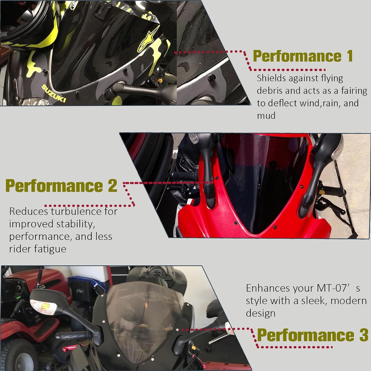Motorcycle Windshield Wind Screen Deflector Protector Fairing Screen Shield Wind Deflector Compatible with Su&zu&ki GSXR600 GSXR750 K6 2006 2007 Baffle Visor