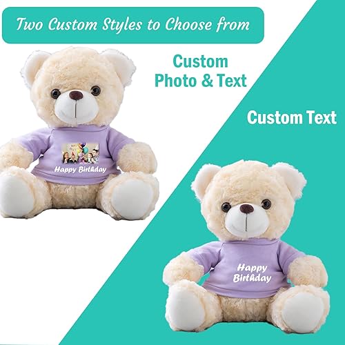 Miniatura 2 de Oso de peluche blanco personalizado, oso de peluche personalizado con texto personalizado + imagen como regalo personalizado para ellaél en el día