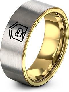 Gift for Christian - Manger Ring - Band - Personalized Custom Engraving - Men Women - Anniversary Engagement Wedding - Flat Dome Bevel - Silver Yellow Rose Gold Gunmetal - Tungsten Carbide - 8mm