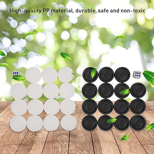 Miniatura 6 de Dilwe Damas de plástico, 0.866 in negro blanco backgammon damas internacional portátil chips piezas conjunto para niños
