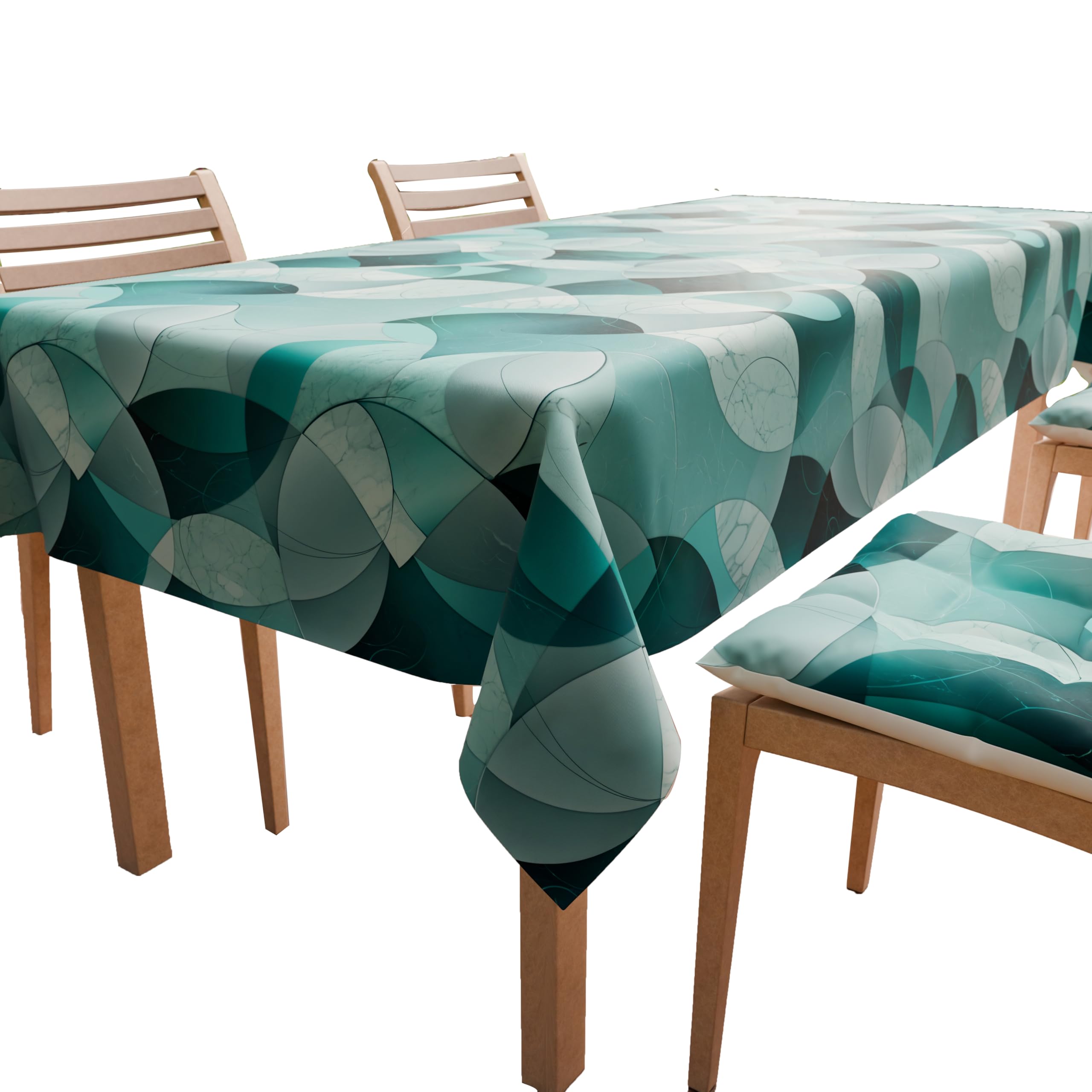 PETTI Artigiani Italiani - Table Cloth, Kitchen Tablecloth in Anti-Stain Microfibre Design Teal Heart Design X24 Places (140 x 450 cm) 100% Made in Italy