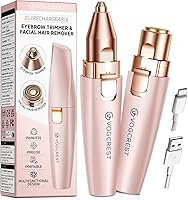 VGVOGCREST 2-in-1 Painless Eyebrow Facial Trimmer Rechargeable Shaver with LED Light for Women Pink