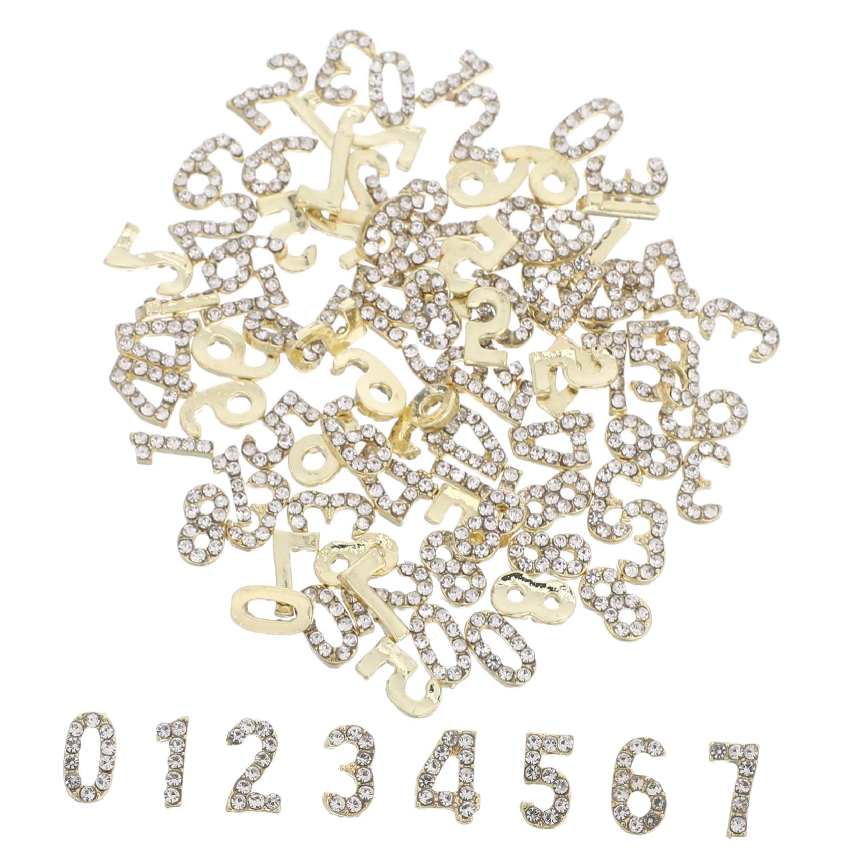 Decorazioni per Unghie Numero Flatback Oro 100 Pezzi Ferro | Design Unico e Delicato, Finitura Luminosa Duratura, Accessori Gioiello per Nail Art