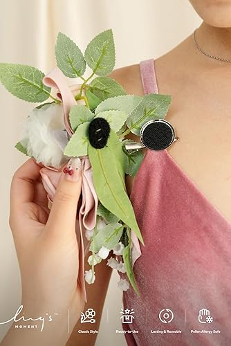 Miniatura 3 de Ling's Moment Ramilletes de hombros florales de rosa polvorienta y rubor, ramillete de madre de la novia, juego de 2, para aniversario de ceremonia