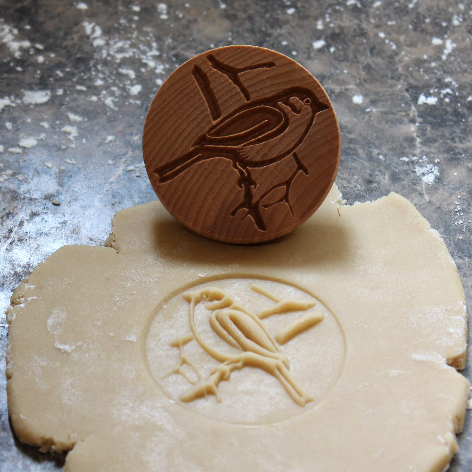 Sello de madera de la galleta, 2.5 pulgadas (pájaro en la rama CS-008)