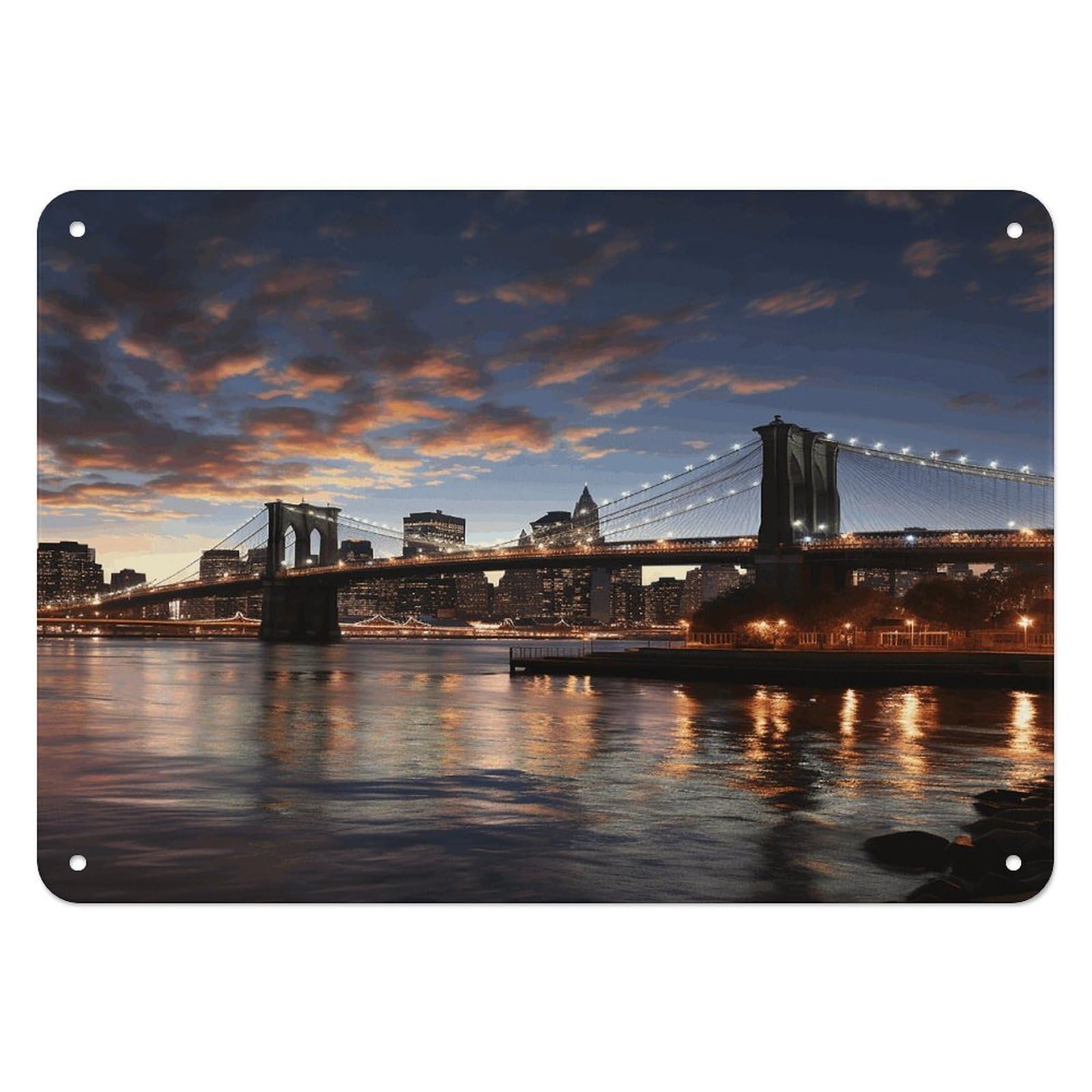 Fekiloot Style New York Bridge Wall Decor Iron Painting Metal Sign