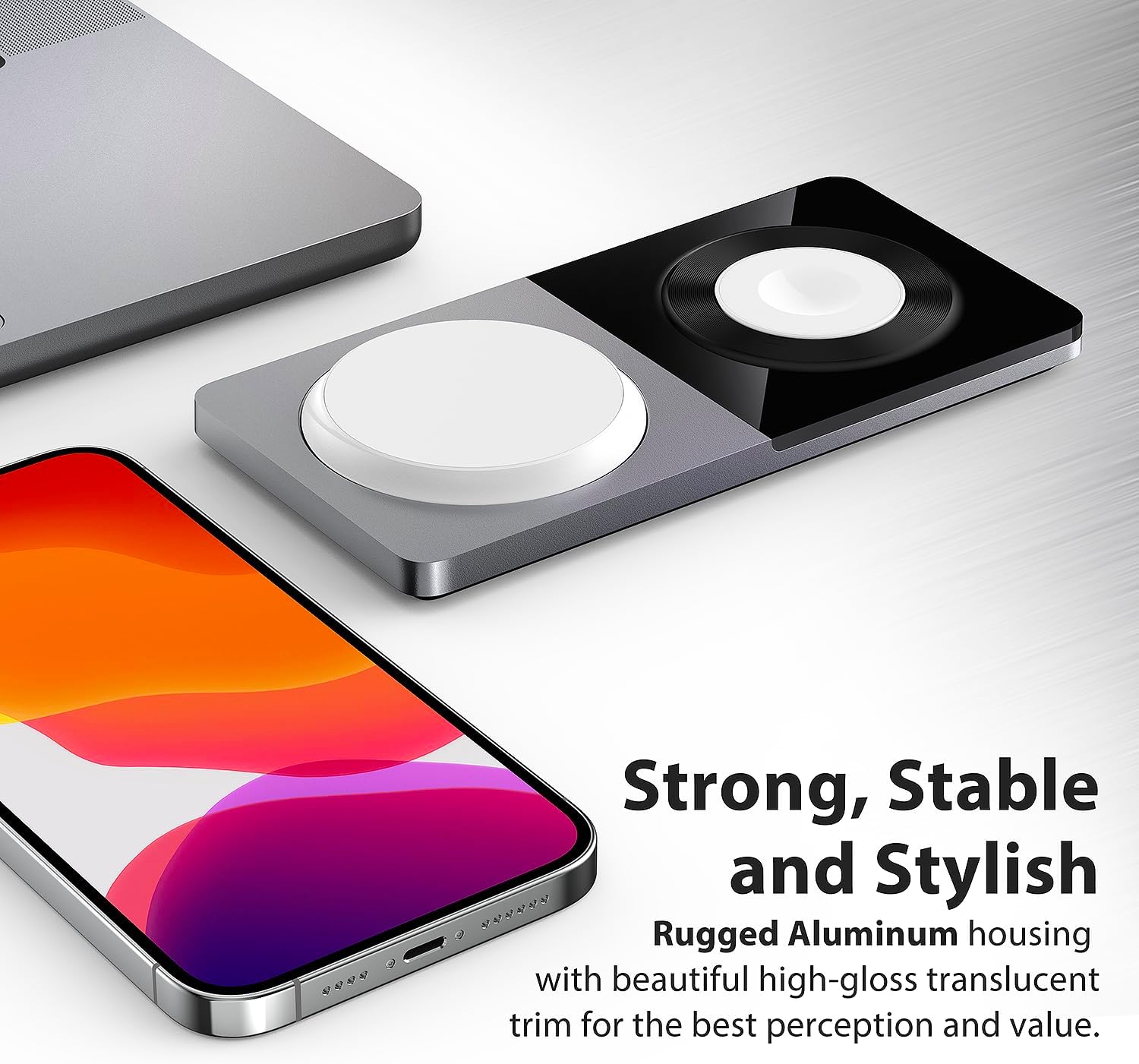 3 in 1 Charging Station for Apple Devices: Mag-Safe Charger Stand Fast Charging, Wireless Charger for iPhone 17 Air 16 15 14 13 12 Series, Apple Watch Series 1-9/Ultra, AirPods Pro (Silver)