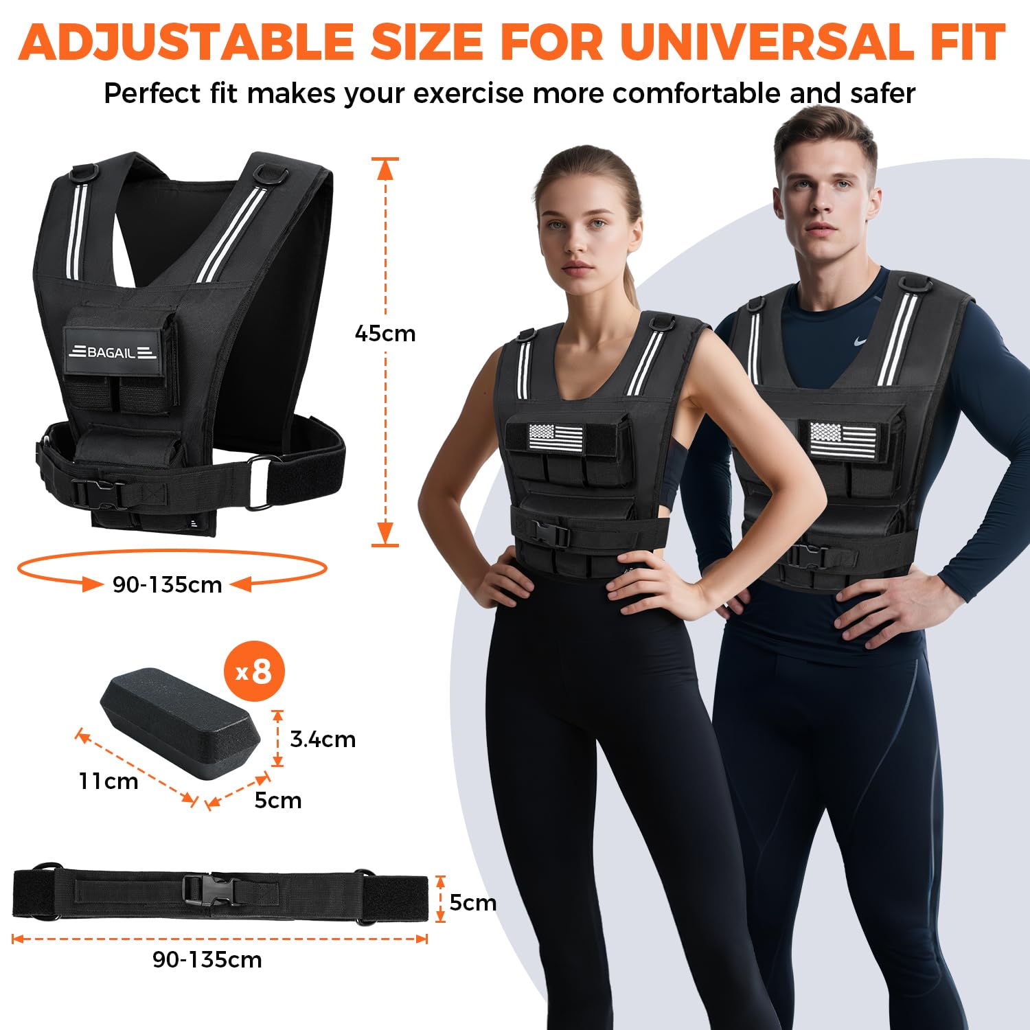 Bagail Gilet Lesté Pour La Musculation, Plaques De Fer Amovibles, Tour De Poitrine Réglable, Gilet De Fitness Robuste Pour Homme Et Femme,Le Yoga Et Les Exercices d'Aérobic.