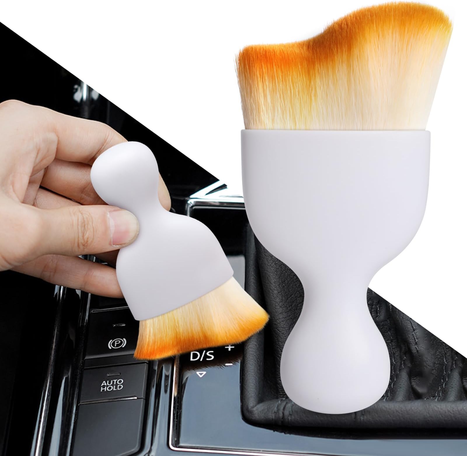 Ouzorp Car Interior Dust Brush, Car Detailing Brush, Soft Bristles Detailing Brush Dusting Tool for Automotive Dashboard, Air Conditioner Vents, Leather, Computer,Scratch Free(White)