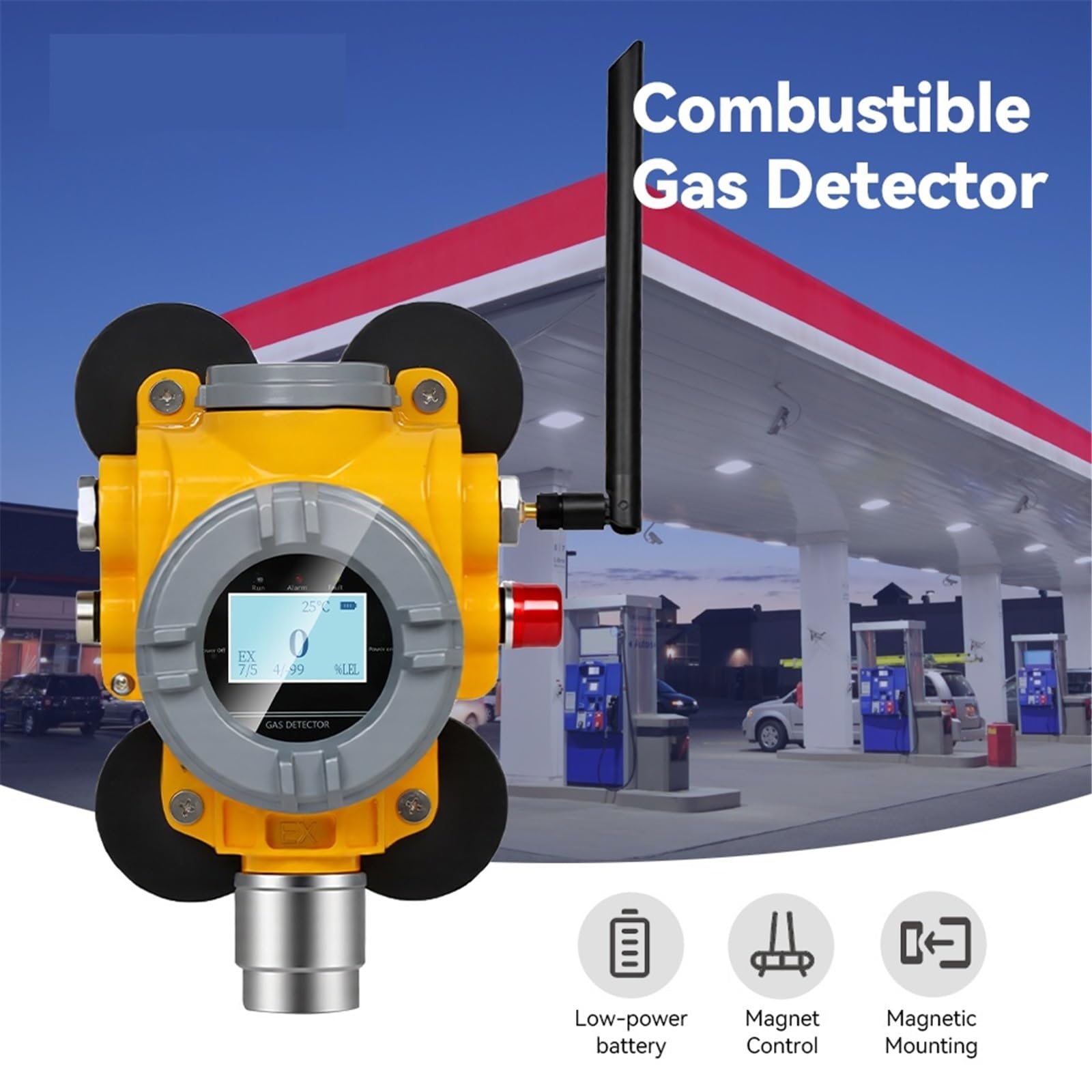 Détecteur de Fuite de gaz Fixe, fiabilité de qualité Industrielle, capteur de Transmission Multi-sans Fil pour Les environnements de gaz explosifs(0-1000 ppm)