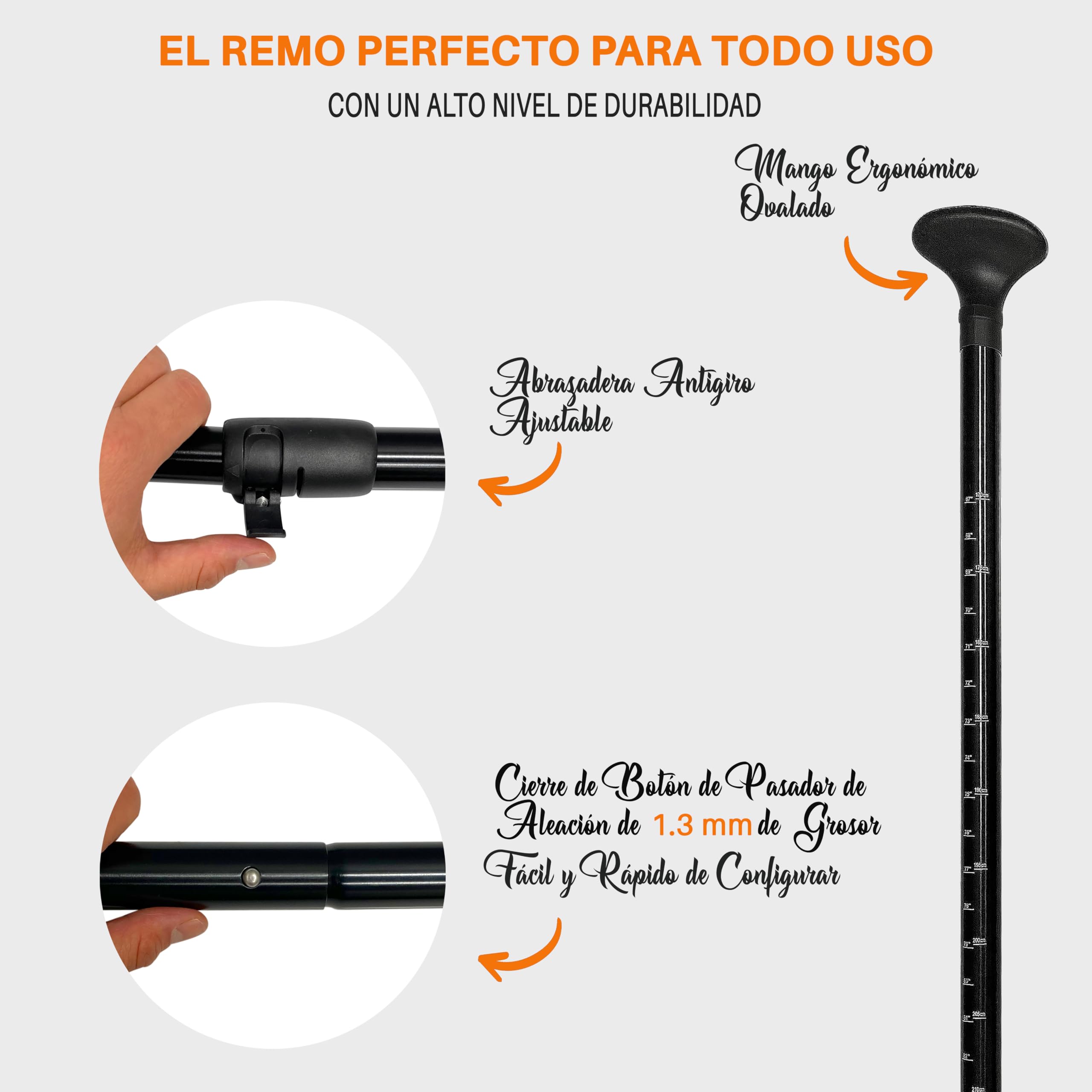 SereneLife remo paddle surf hinchable, Pala, Ajustable, Estable, Liviano, Desmontable