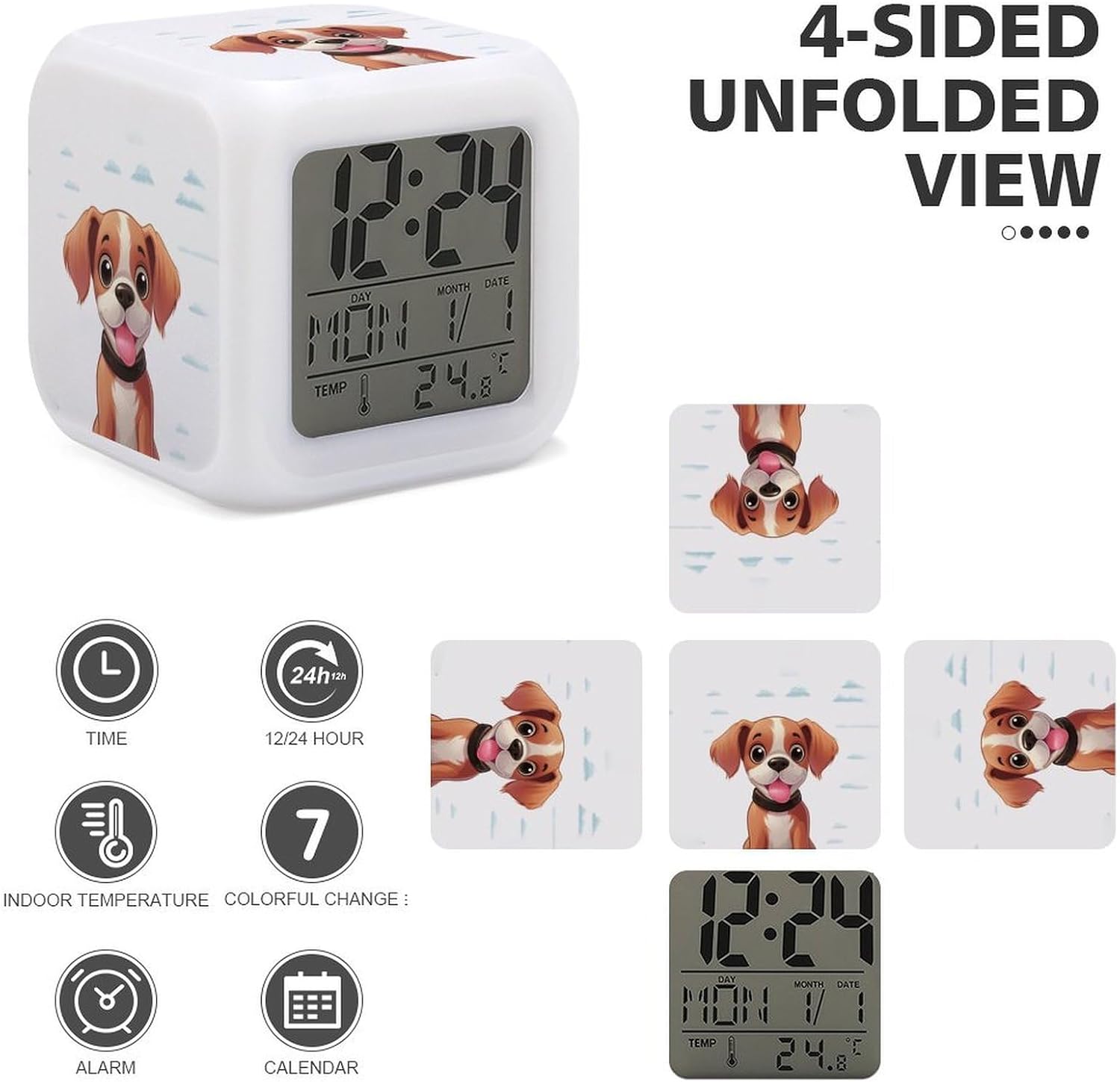 Cute Dog Alarm Clock 7 Color Changing Nightlight image 3