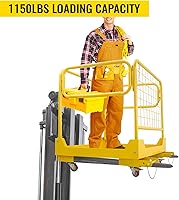 Vista 6 de Jaula de seguridad para carretilla elevadora de 1200 libras, plataforma de trabajo de carretilla elevadora de 36 x 36 pulgadas, con 4 ruedas, cesta
