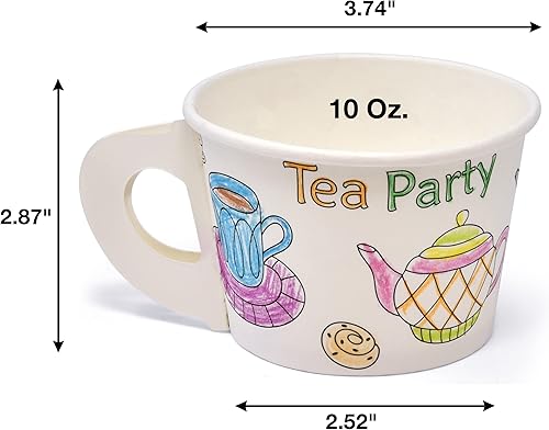 Miniatura 2 de 48 tazas de regalo para fiesta de té con asa de 10 onzas. Taza desechable de papel para aperitivos, postre, helado, té, para colorear, manualidades,