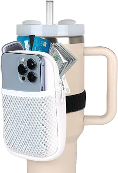 Yes!Fresh Water Bottle Pouch for Stanley Cup, Stanley Cup Accessories 40oz with Spacious Opening Mesh Pocket Fit for Most Mobiles,Gym Accessories Slip Proof Elastic Armband Water Bottle Pouch