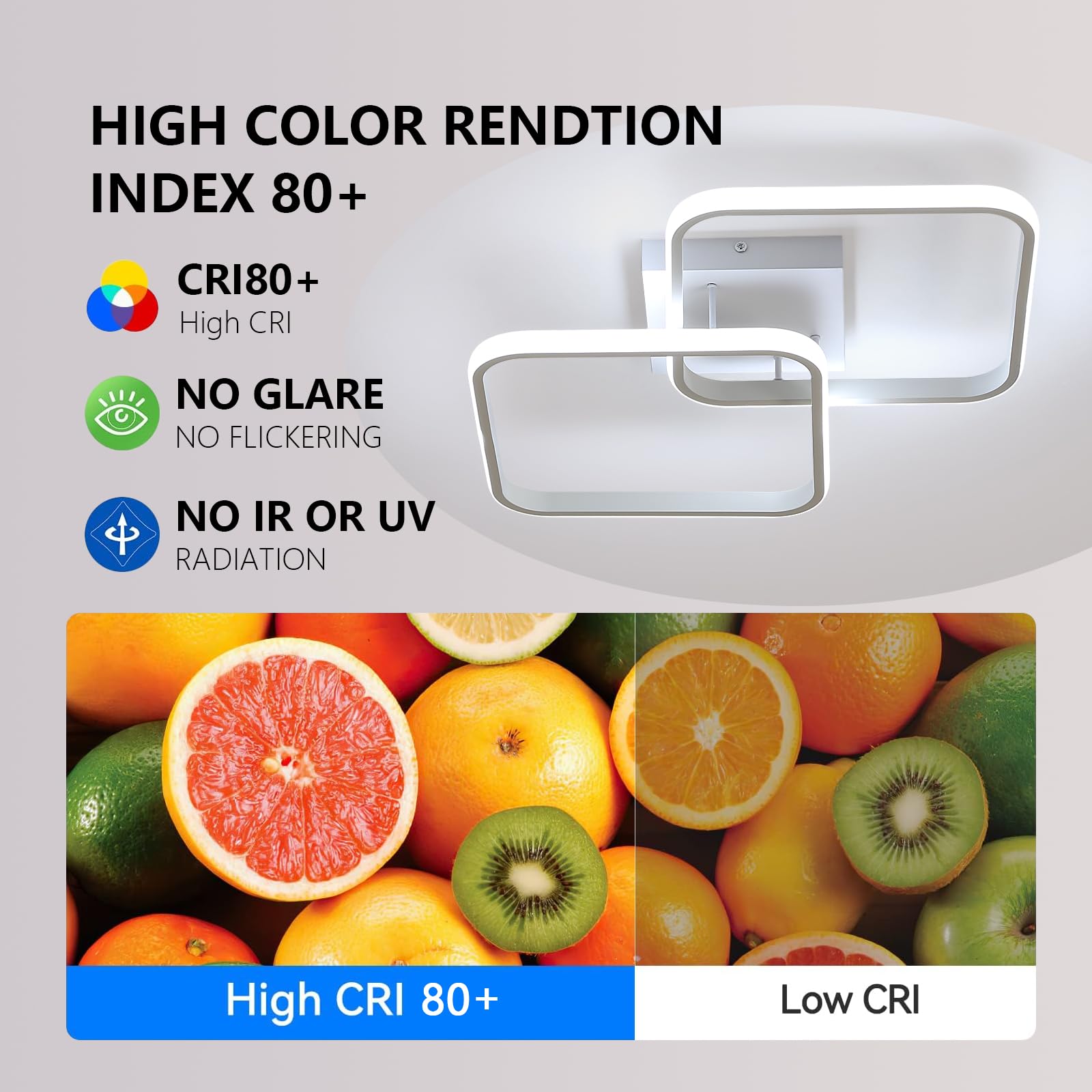 Osairous 50W 5625LM LED Deckenleuchte Dimmbar, Weiß Deckenlampe Quadratische Dimmbar mit Fernbedienung 3000-6500K, Moderne Acryl-Deckenleuchte 64cm für Küche Wohnzimmer Flur Schlafzimmer Badezimmer