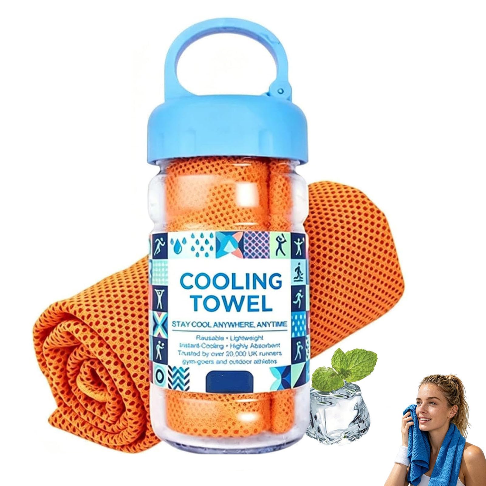 Cooling Towel for Hot Weather, 2027 New Ice Cool Microfibre Towel for Neck, Absorbent Quick-Drying Gym Cooling Towels, Reusable Coolings Sweat Towels for Running and Gym (1Pcs-Orange)