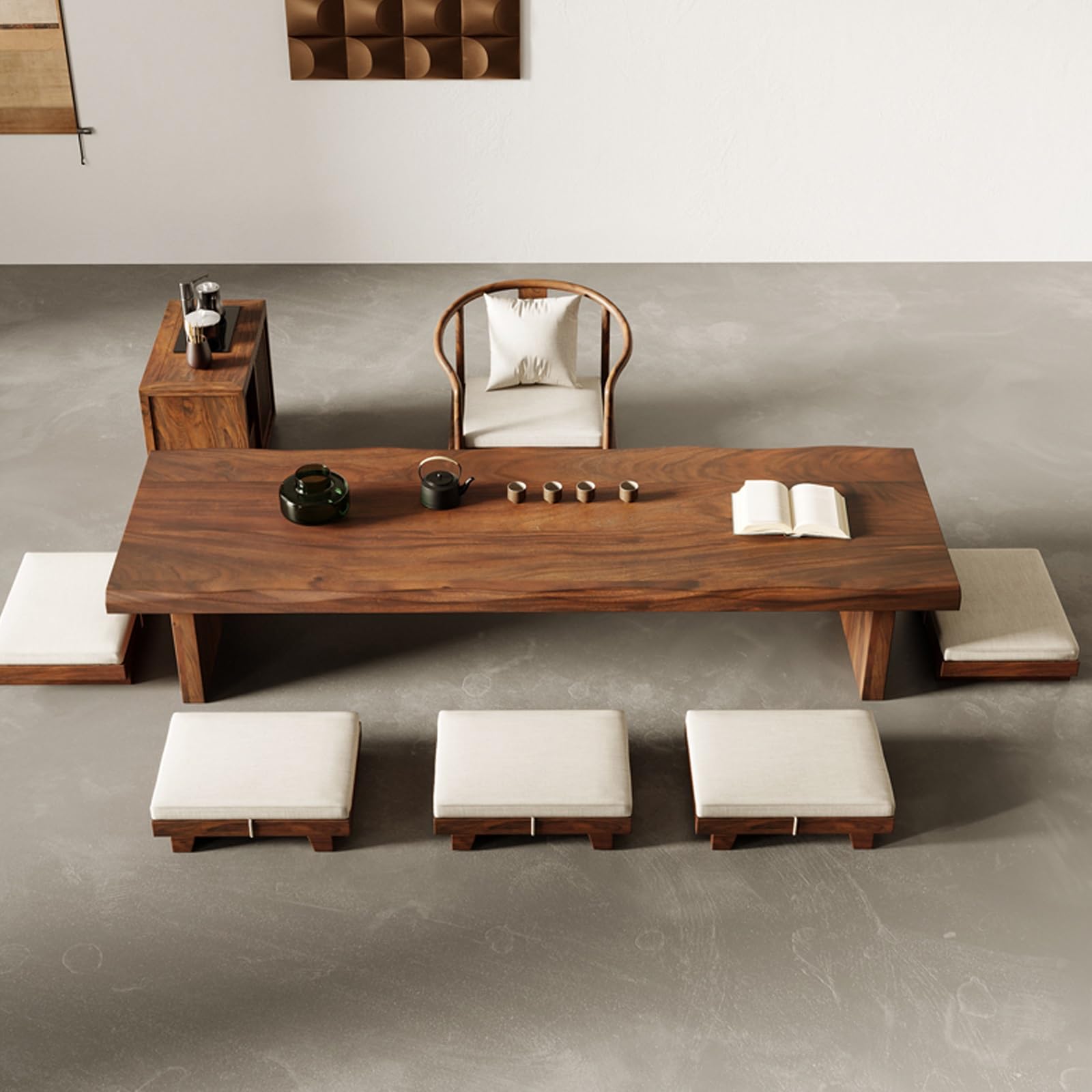Amazon.com: Japanese tatami coffee table,round wood coffee table