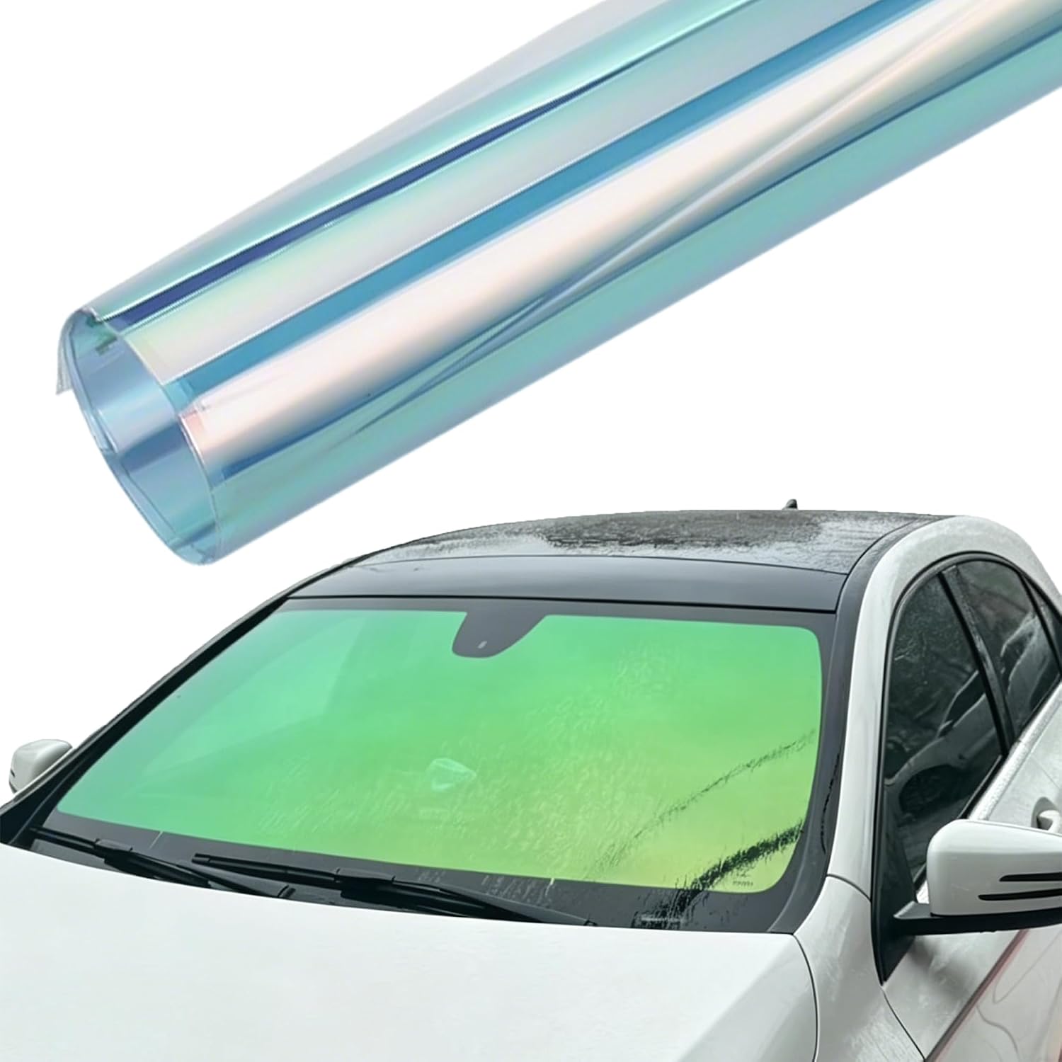 Chameleon Green Colorful Car Front Window Tint 76% VLT Car Windshield Solar Protection Film Color Change Window Film, 39.37" x 118.11"