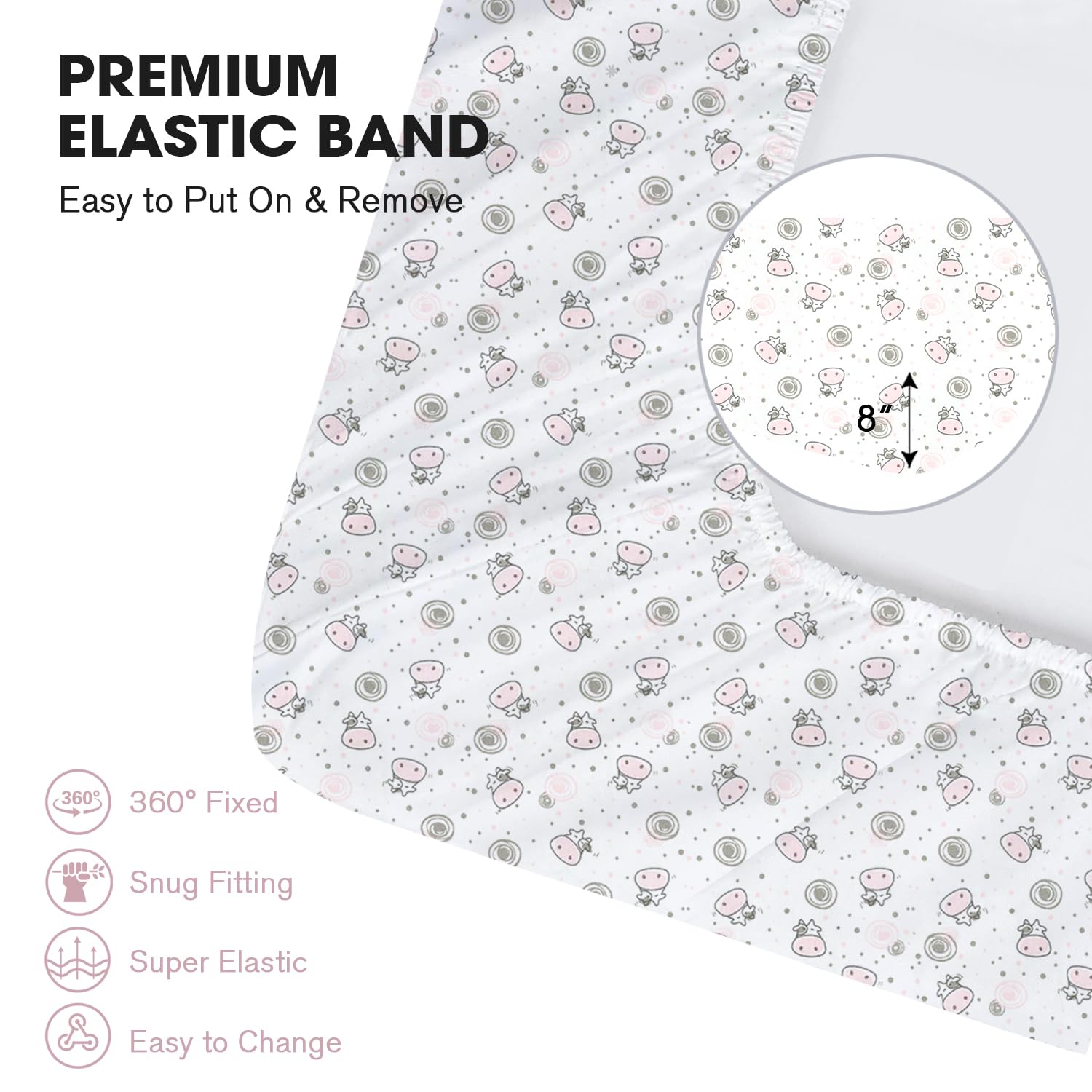 Little Grape Land Crib Sheets 2 Pack for Boys and Girls, Baby Neutral Crib Fitted Sheets for Standard Crib & Toddler Mattress, Super Soft Breathable Fitted Crib Sheet Set, Flying Cow - Image 5