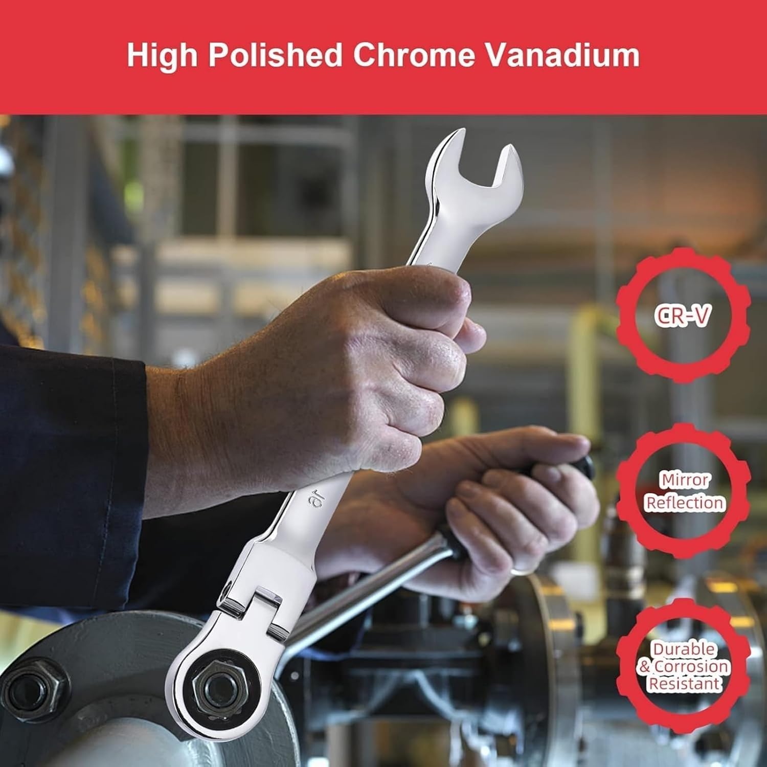 20-Piece Chrome Vanadium Ratcheting Wrench Set - 72-Tooth Fixed Head, SAE/Metric Sizes, Corrosion Resistant, Wide Application, Portable Bag