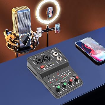 2 Channel Audio Mixer,Professional Sound System Mixer Board DJ Mixing Console,48V Phantom Power Audio Mixer,Professional Mini Audio Mixer for Studio Karaoke Live Music