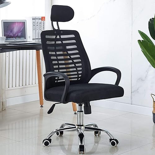 Miniatura 2 de Silla de escritorio con respaldo medio, silla ergonómica de oficina, silla de computadora de malla con soporte lumbar, silla giratoria de altura